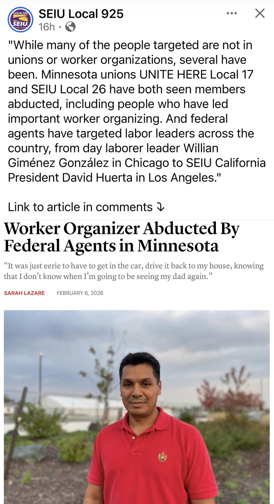 Worker’s Rights Organizer Abducted By Federal Agents In Minnesota