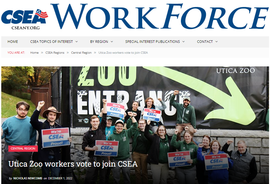 ‘Seeking Better Working Conditions And A Stronger Voice On The Job,’ Employees At The Utica (N.Y.) Zoo ‘Go Union’ - Join The Civil Service Employees Association