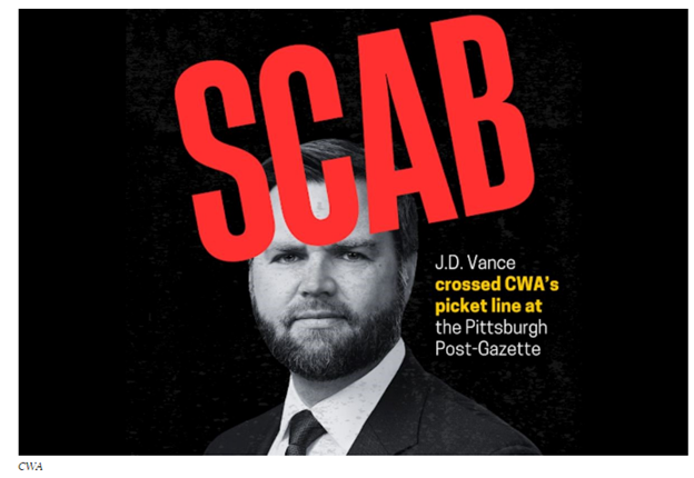 Scab J.D. Vance ‘Crosses News Guild Picket Line’ In Pittsburgh
