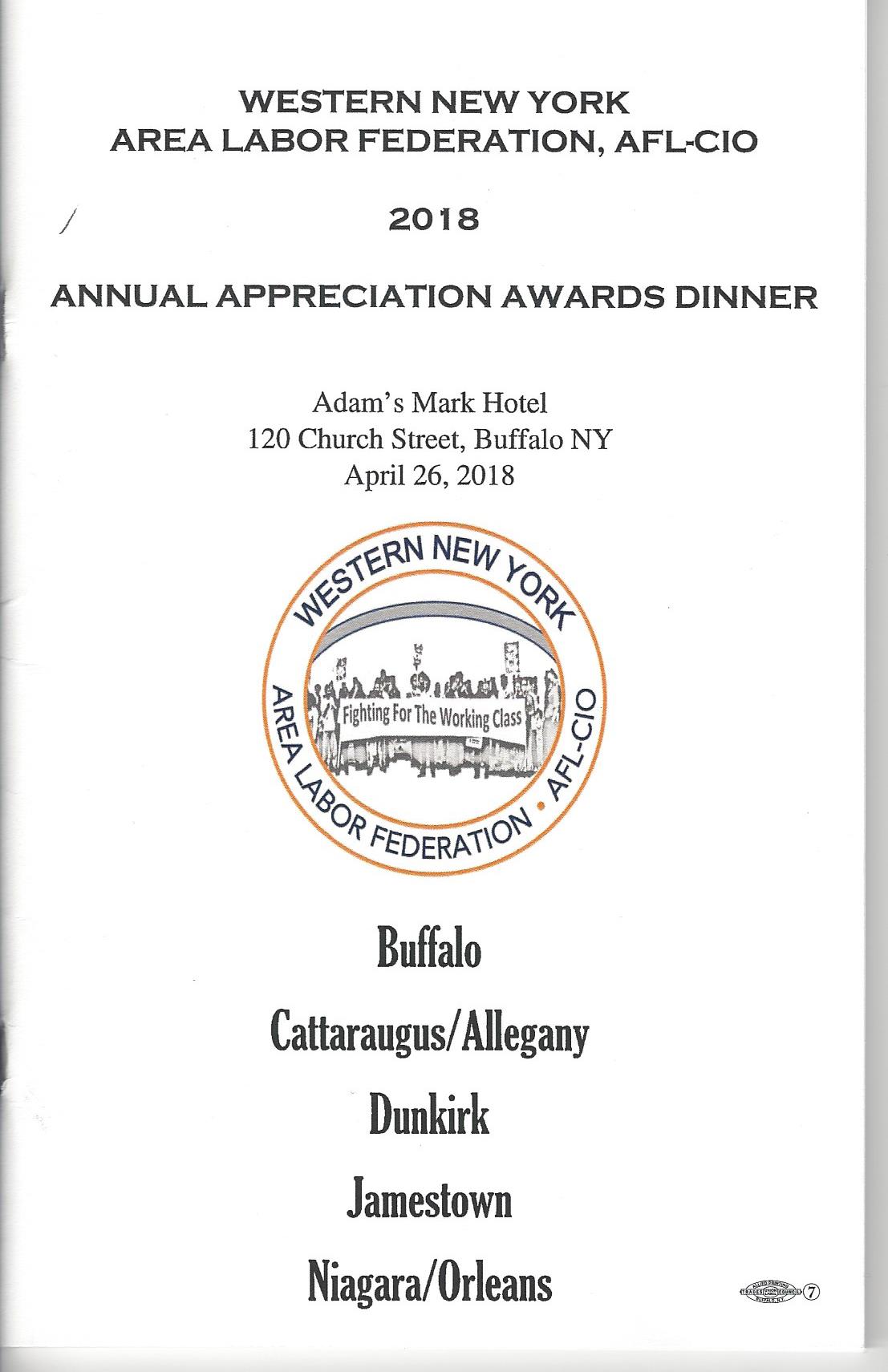 A Look Back At The 2018 WNY AFL-CIO Area Labor Federation’s Annual Awards Dinner: Activist Of The Year ATU Local 1342 President Jeffrey Richardson ‘Steals The Show,’ Says The “Janus Case Can Go To Hell!”