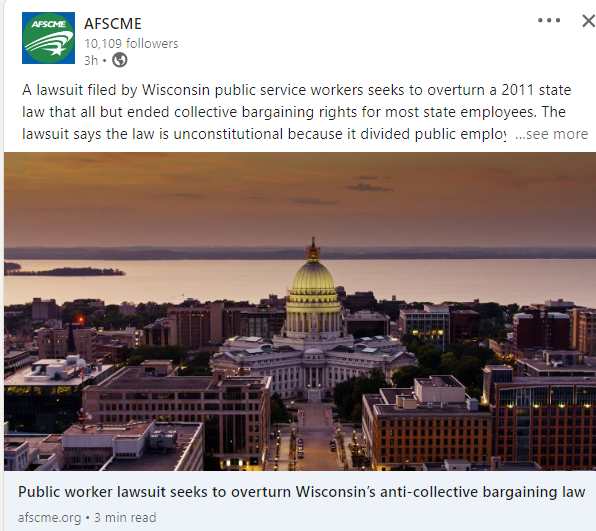 Public Worker Lawsuit ‘Seeks To Overturn’ Wisconsin’s ‘Anti-Collective Bargaining Law’