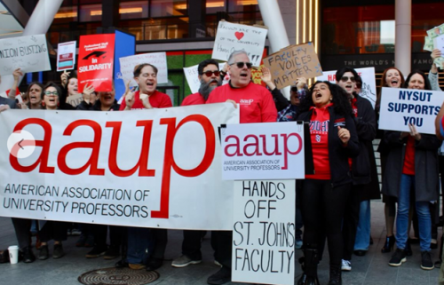 March Madness! Faculty Unions Hold ‘Hands Off St. John’s’ Rally Outside Madison Square Garden