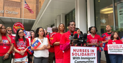 NYSNA Holds Maimonides Vigil To ‘Protest Health Care Shortages Caused By End Of Temporary Protected Status For Haitian Immigrants’