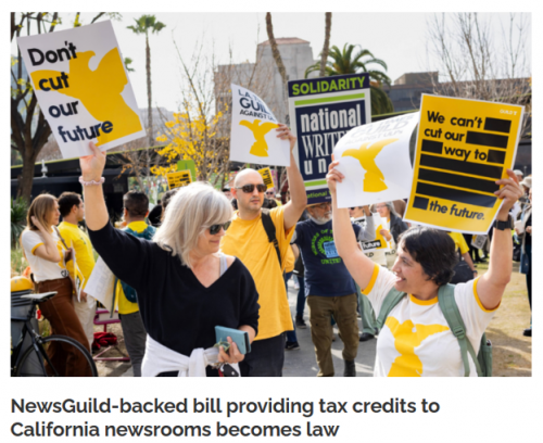 NewsGuild-Backed Bill Providing Tax Credits To California Newsrooms Becomes Law
