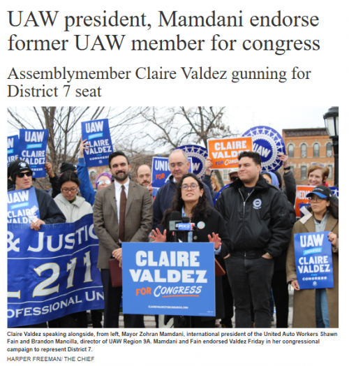 New York State Assembly Member Claire Valdez - A Former Member Of The United Auto Workers, Is Endorsed By UAW International President Shawn Fain & New York City Mayor Zohran Mamdani In Her Run For Congress 