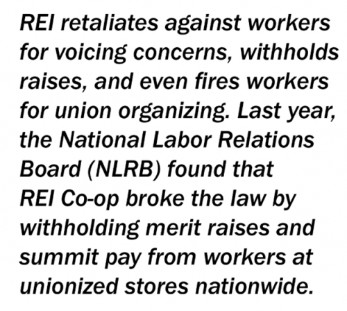 REI Outdoor Equipment Retail Workers ‘Launch Consumer Boycott Of The Chain After Management Fails Reach A Contract By A Deadline Set By The RWDSU’