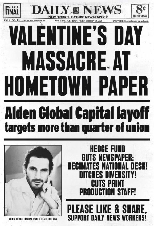 The Daily News Union & The NewsGuild of New York Respond As Alden Global Capital Begins Mass Layoffs At The New York City Daily Newspaper